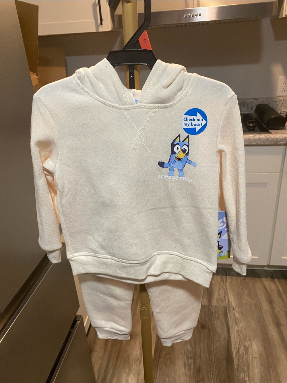Bluey Cream Kids' Hoodie & Jogger Set with Blue Character Graphic 2T Boys & Girl